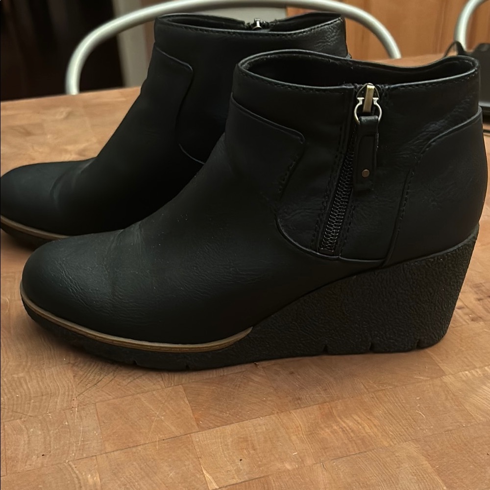 Dr Scholls Black Wedge Ankle Boots